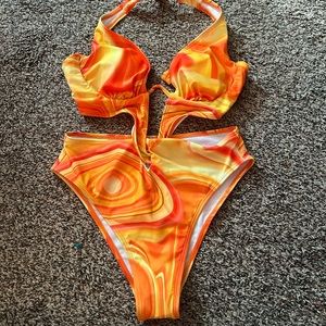 On fire bathing suit